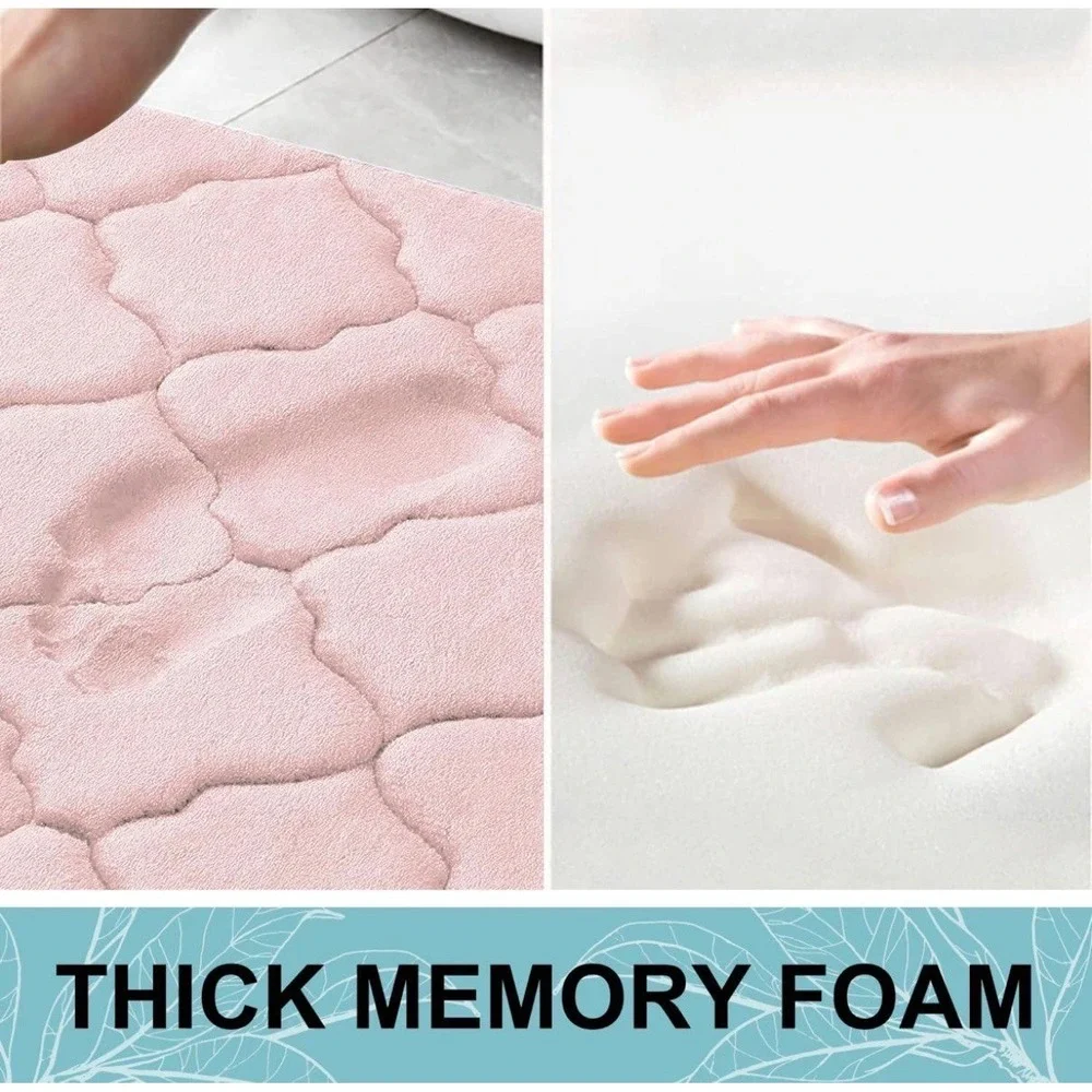 Memory Foam Bath Mat Rug 47x17 Pink.